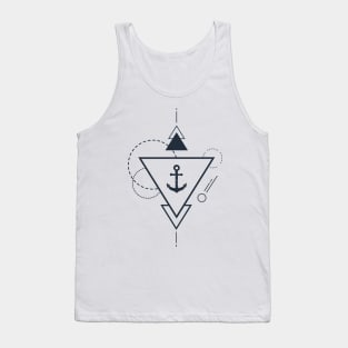 Creative Illustration In Geometric Style. Anchor, Ocean, Ship, Adventure, Nautical Tank Top